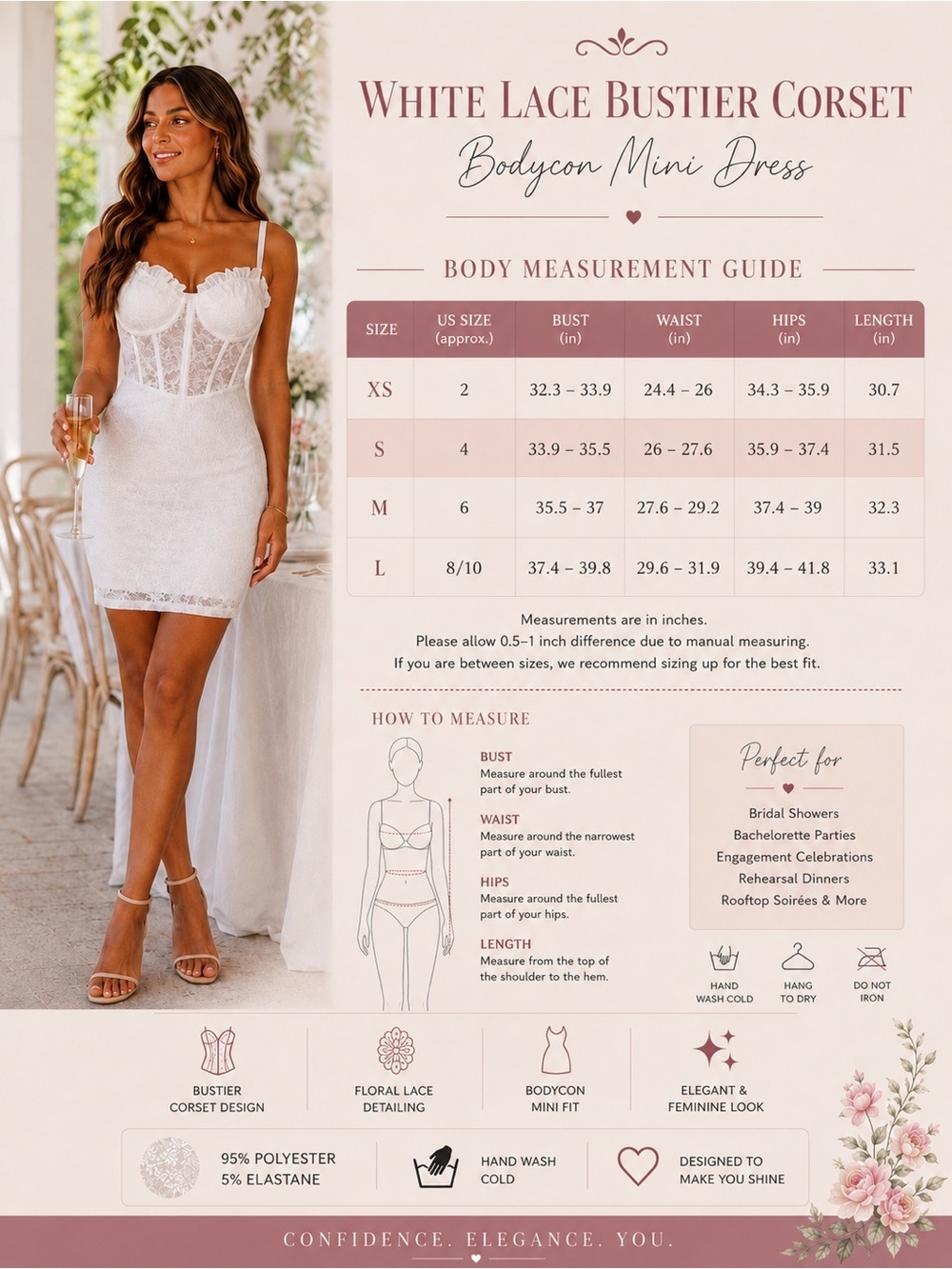 White Lace Bustier Corset Bodycon Mini Dress - Picture 10 of 11
